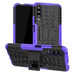 For Huawei Honor 9X Pro Tire Texture TPU + PC Shockproof Case with Holder(Purple)