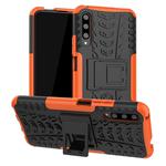 For Huawei Honor 9X Pro Tire Texture TPU + PC Shockproof Case with Holder(Orange)