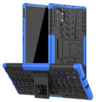 For Galaxy Note 10 Plus Tire Texture TPU + PC Shockproof Case with Holder(Blue)