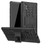 For Galaxy Note 10 Plus Tire Texture TPU + PC Shockproof Case with Holder(Black)