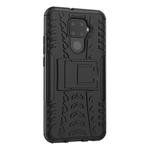 For Huawei Nova 5i Pro Tire Texture TPU + PC Shockproof Case with Holder(Black)