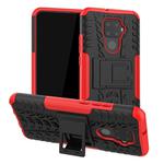 For Huawei Nova 5i Pro Tire Texture TPU + PC Shockproof Case with Holder(Red)