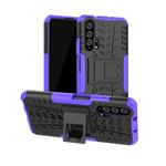 For Huawei Honor 20 Pro Tire Texture TPU + PC Shockproof Case with Holder(Purple)