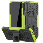 For Xiaomi Mi CC9e Tire Texture TPU + PC Shockproof Case with Holder(Green)