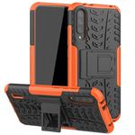 For Xiaomi Mi CC9e Tire Texture TPU + PC Shockproof Case with Holder(Orange)