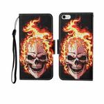 For iPhone 6 Painted Pattern Horizontal Flip Leathe Case(Flame Skull)