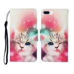 For iPhone 7 Plus Painted Pattern Horizontal Flip Leathe Case(Cat)