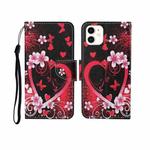 For iPhone 11 Painted Pattern Horizontal Flip Leathe Case(Red Heart)