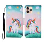 For iPhone 11 Pro Max Painted Pattern Horizontal Flip Leathe Case(Rainbow Unicorn)