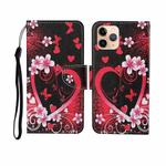 For iPhone 11 Pro Max Painted Pattern Horizontal Flip Leathe Case(Red Heart)