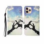 For iPhone 11 Pro Max Painted Pattern Horizontal Flip Leathe Case(Finger)