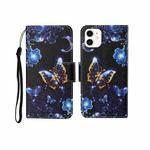 For iPhone 12 mini Painted Pattern Horizontal Flip Leathe Case(Moon Butterfly)