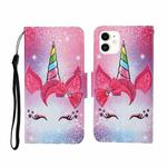 For iPhone 12 mini Painted Pattern Horizontal Flip Leathe Case(Unicorn)