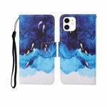 For iPhone 12 mini Painted Pattern Horizontal Flip Leathe Case(Watercolor Fish)