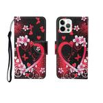 For iPhone 12/12 Pro Painted Pattern Horizontal Flip Leathe Case(Red Heart)
