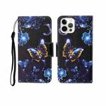 For iPhone 12/12 Pro Painted Pattern Horizontal Flip Leathe Case(Moon Butterfly)