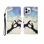 For iPhone 12 Pro Max Painted Pattern Horizontal Flip Leathe Case(Finger)
