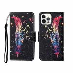 For iPhone 12 Pro Max Painted Pattern Horizontal Flip Leathe Case(Feather)