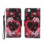 For iPhone SE (2020)/ 7 /8 Painted Pattern Horizontal Flip Leathe Case(Red Heart)