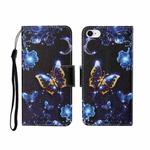 For iPhone SE (2020)/ 7 /8 Painted Pattern Horizontal Flip Leathe Case(Moon Butterfly)