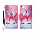 For iPhone SE (2020)/ 7 /8 Painted Pattern Horizontal Flip Leathe Case(Unicorn)