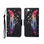 For iPhone SE (2020)/ 7 /8 Painted Pattern Horizontal Flip Leathe Case(Feather)