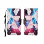 For iPhone X Painted Pattern Horizontal Flip Leathe Case(Marble)