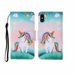 For iPhone X Painted Pattern Horizontal Flip Leathe Case(Rainbow Unicorn)