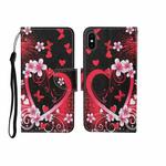 For iPhone X Painted Pattern Horizontal Flip Leathe Case(Red Heart)