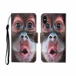 For iPhone X Painted Pattern Horizontal Flip Leathe Case(Orangutan)