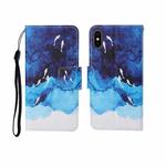 For iPhone X Painted Pattern Horizontal Flip Leathe Case(Watercolor Fish)