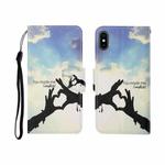 For iPhone X Painted Pattern Horizontal Flip Leathe Case(Finger)