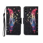 For iPhone X Painted Pattern Horizontal Flip Leathe Case(Feather)