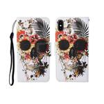 For iPhone X Painted Pattern Horizontal Flip Leathe Case(Skull)