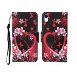 For iPhone XR Painted Pattern Horizontal Flip Leathe Case(Red Heart)