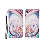 For iPhone XR Painted Pattern Horizontal Flip Leathe Case(Whirlpool Marble)
