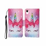 For iPhone XR Painted Pattern Horizontal Flip Leathe Case(Unicorn)