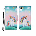 For iPhone XS Max Painted Pattern Horizontal Flip Leathe Case(Rainbow Unicorn)