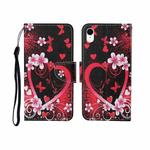 For iPhone XS Max Painted Pattern Horizontal Flip Leathe Case(Red Heart)