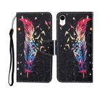 For iPhone XS Max Painted Pattern Horizontal Flip Leathe Case(Feather)