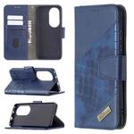 For Huawei P50 Pro Matching Color Crocodile Texture Horizontal Flip PU Leather Case with Wallet & Holder & Card Slots(Blue)