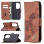For Huawei P50 Pro Matching Color Crocodile Texture Horizontal Flip PU Leather Case with Wallet & Holder & Card Slots(Brown)