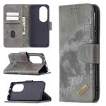 For Huawei P50 Pro Matching Color Crocodile Texture Horizontal Flip PU Leather Case with Wallet & Holder & Card Slots(Grey)