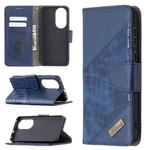 For Huawei P50 Matching Color Crocodile Texture Horizontal Flip PU Leather Case with Wallet & Holder & Card Slots(Blue)