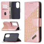 For Huawei P50 Matching Color Crocodile Texture Horizontal Flip PU Leather Case with Wallet & Holder & Card Slots(Rose Gold)