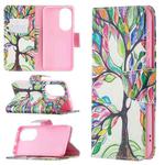 For Huawei P50 Colored Drawing Pattern Horizontal Flip Leather Case with Holder & Card Slots & Wallet(Life Tree)