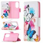 For Huawei P50 Colored Drawing Pattern Horizontal Flip Leather Case with Holder & Card Slots & Wallet(Butterfly)
