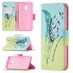 For Nokia C1 Plus Colored Drawing Pattern Horizontal Flip Leather Case with Holder & Card Slots & Wallet(Feather)