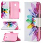 For Nokia C1 Plus Colored Drawing Pattern Horizontal Flip Leather Case with Holder & Card Slots & Wallet(Sun Flower)