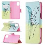 For LG K42 Colored Drawing Pattern Horizontal Flip Leather Case with Holder & Card Slots & Wallet(Feather)